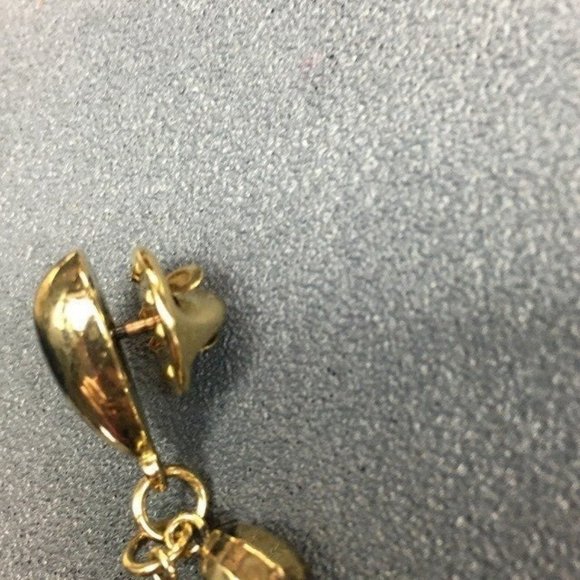 Collar Tack Pin Gold Necklace As Is Heart Lock Key Dangle Diamond Retro BoHo - Picture 3 of 9